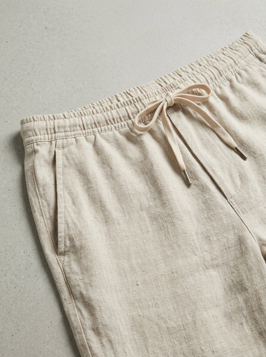 Linen Drawstring Trousers Men