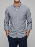 Cotton Button-Down Shirt Men Casual