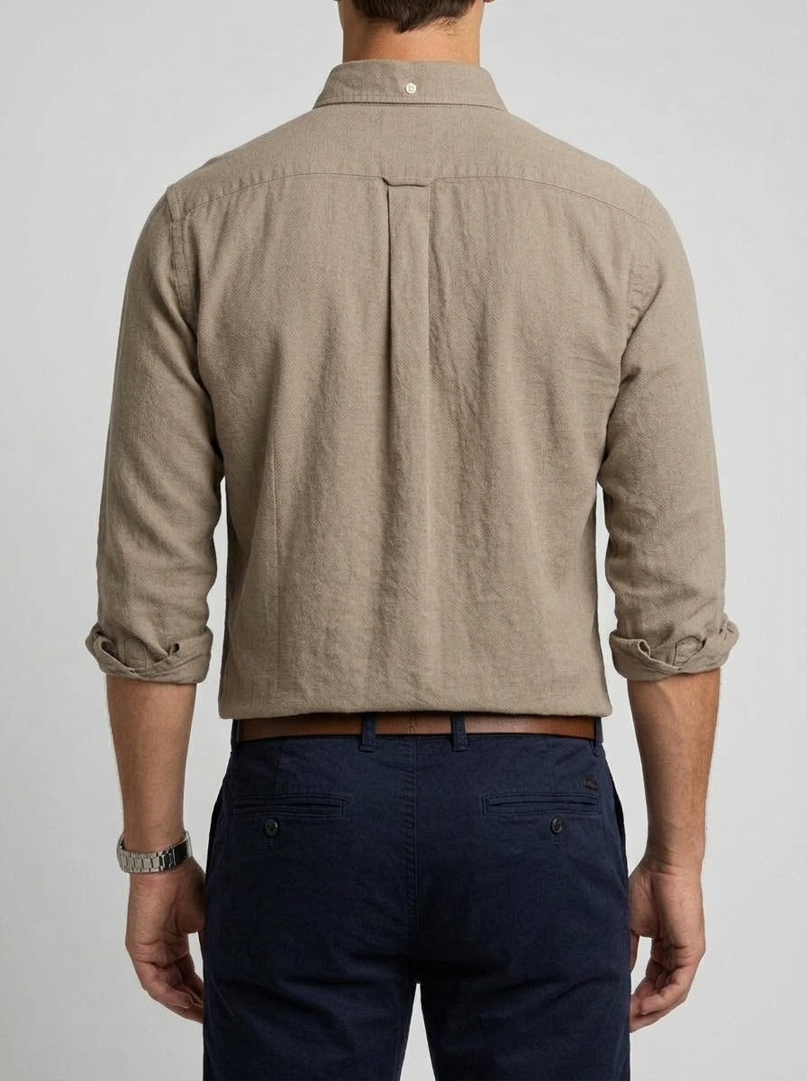 Cotton Button-Down Shirt Men Casual
