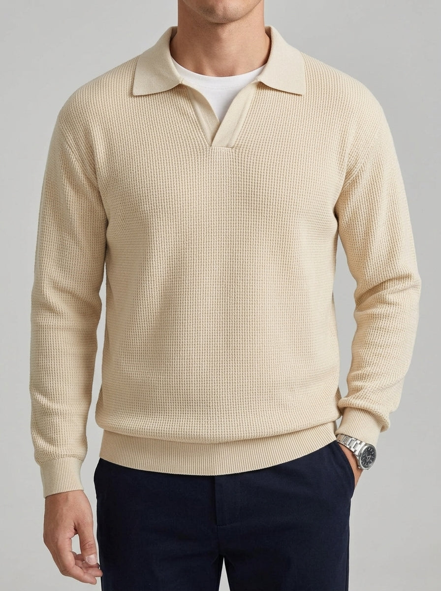 Wool Long Sleeve Polo Men – Classic Knit