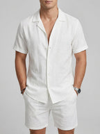 Linen Short Sleeve Set Men Summer