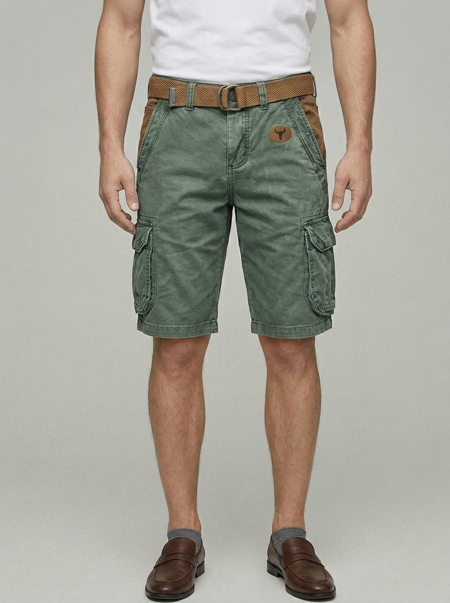 Cotton Chino Shorts Men Cargo Functional Pockets