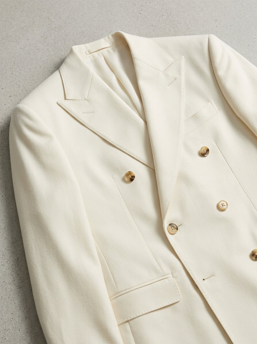 Wool Double-Breasted Suit Set Men