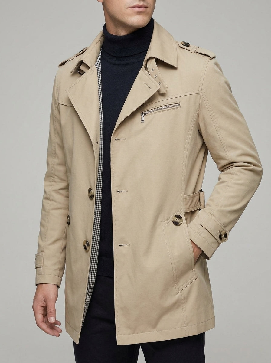 Weatherproof Wool Trench Coat Men Winter