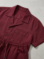Linen Shirt & Shorts Set Men Summer