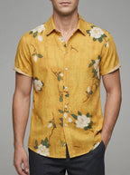 Cotton Floral Short Sleeve Shirt Men