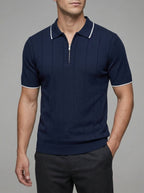 Wool Quarter Zip Polo Shirt Men