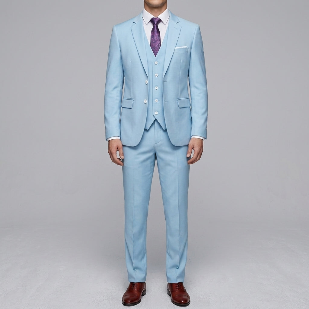 Elegant 3-Piece Wedding Suit Men Wool Slim-Fit