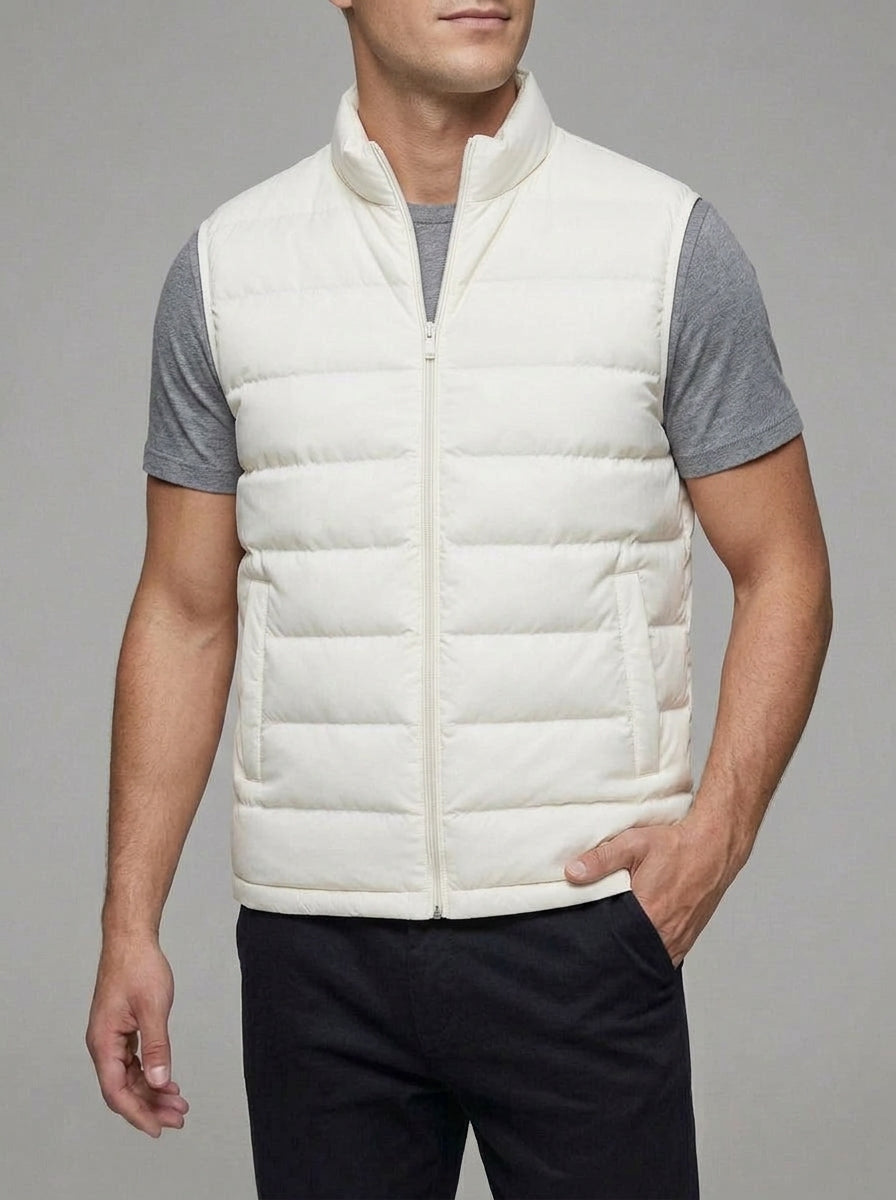 Fleece-Lined Wool Gilet Vest Men Lightweight Sleeveless