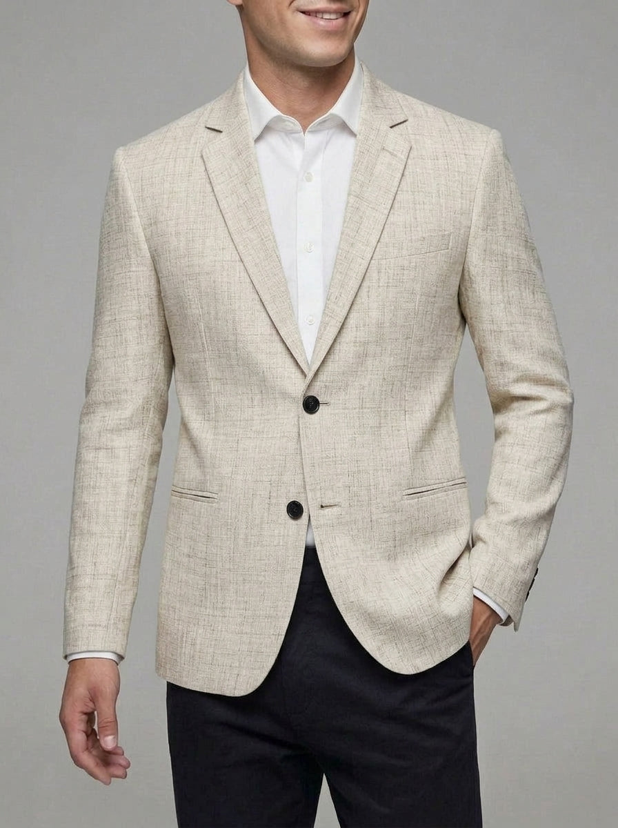 Slim-Fit Wool Suit Jacket Men Lightweight