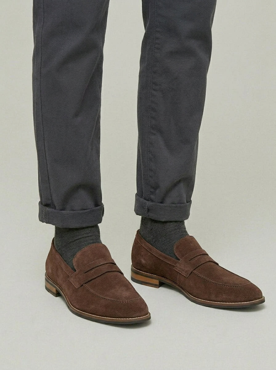 Mens Brown Leather Penny Loafers