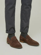 Mens Brown Leather Penny Loafers