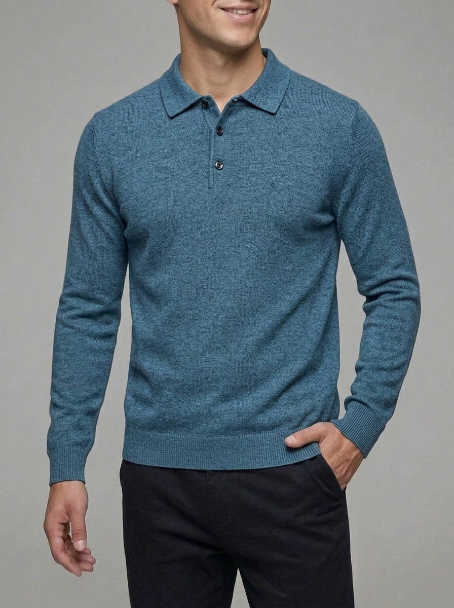 Merino Wool Polo Sweater Men