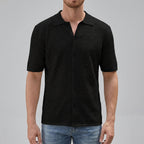 Knit Geometric Button-Up Shirt Men