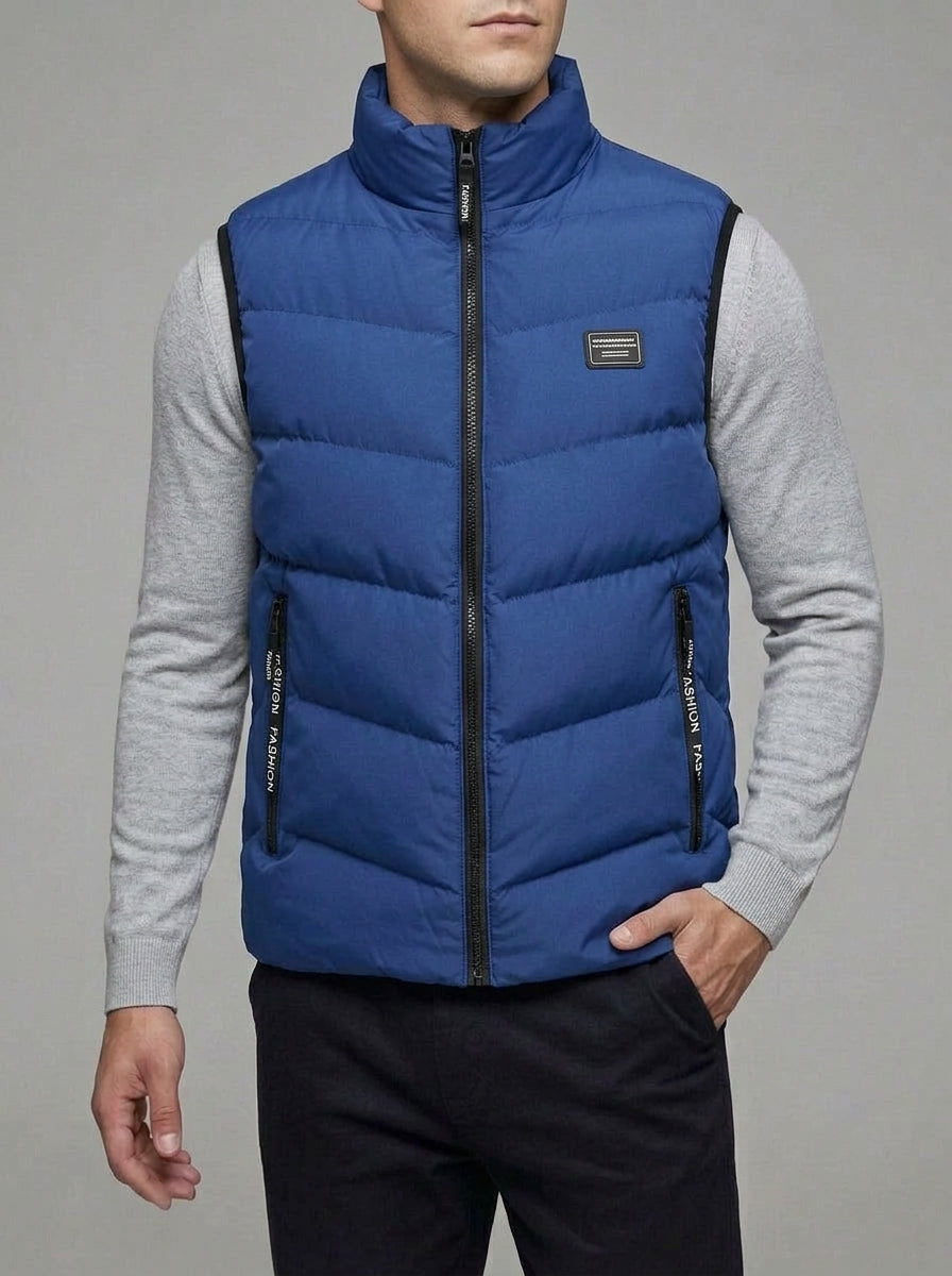 Insulated Quilted Gilet Vest Men Wool Zipper