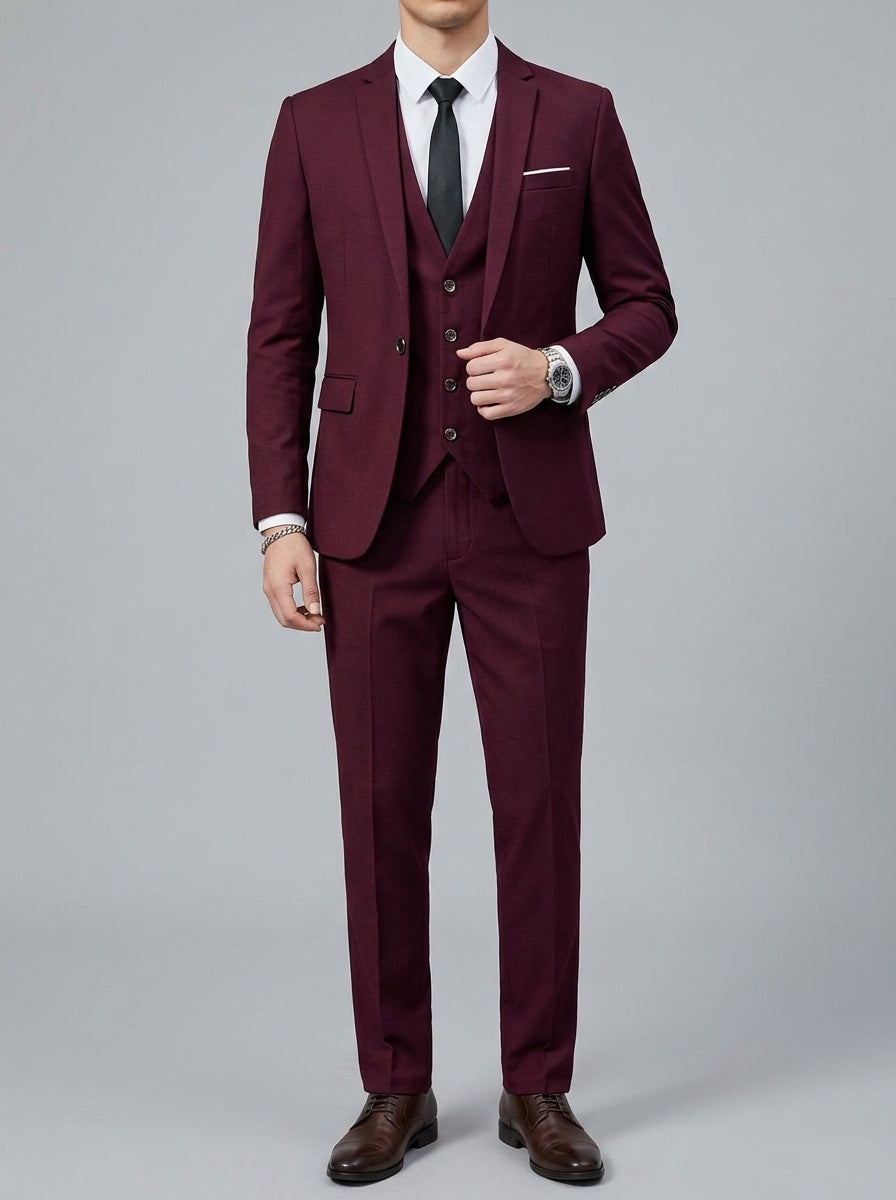 Wool Classic 2-Piece Suit Men Slim Fit
