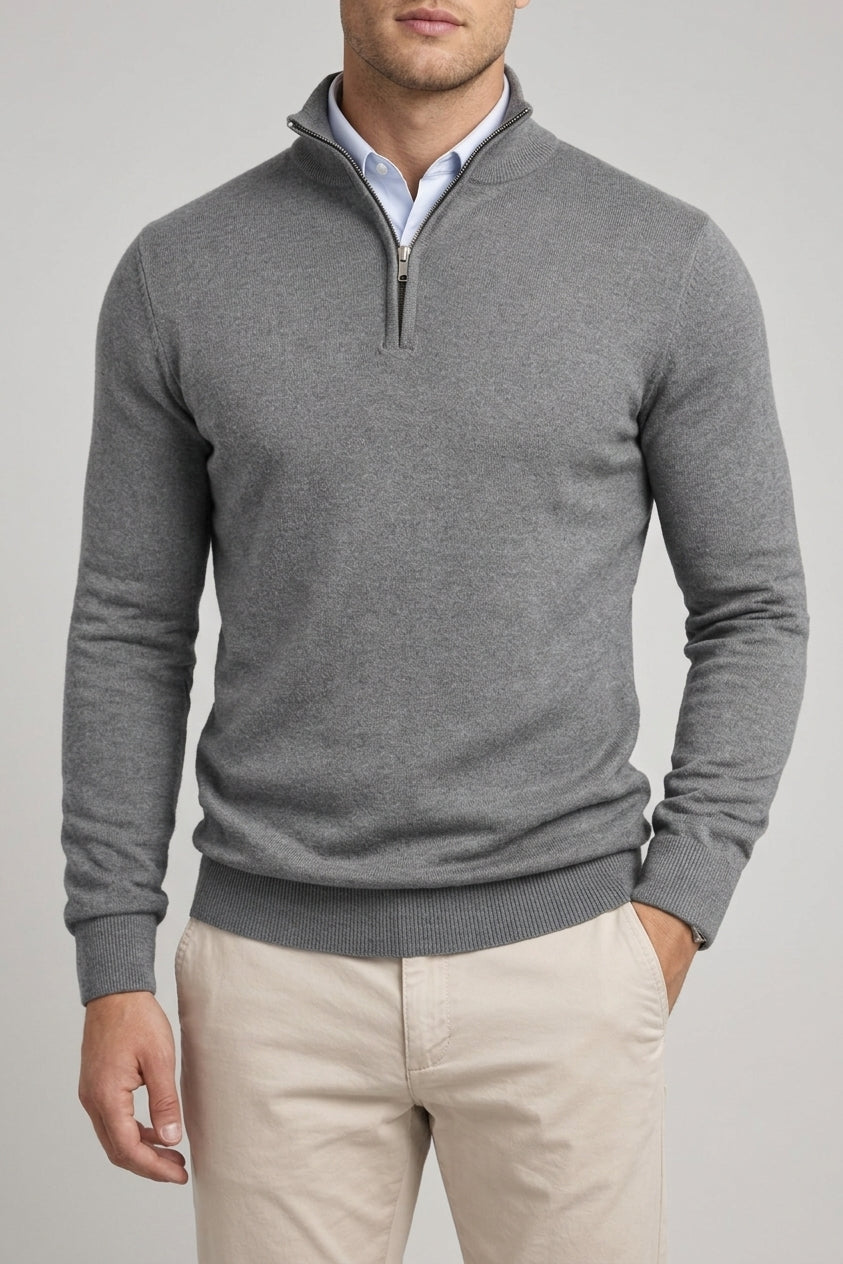 Classic Knit Jumper Men Wool Turtleneck Half Zip