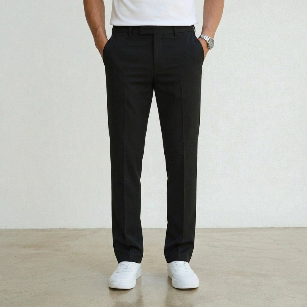 Stretch Tailored Trousers Men Classic Straight-Leg