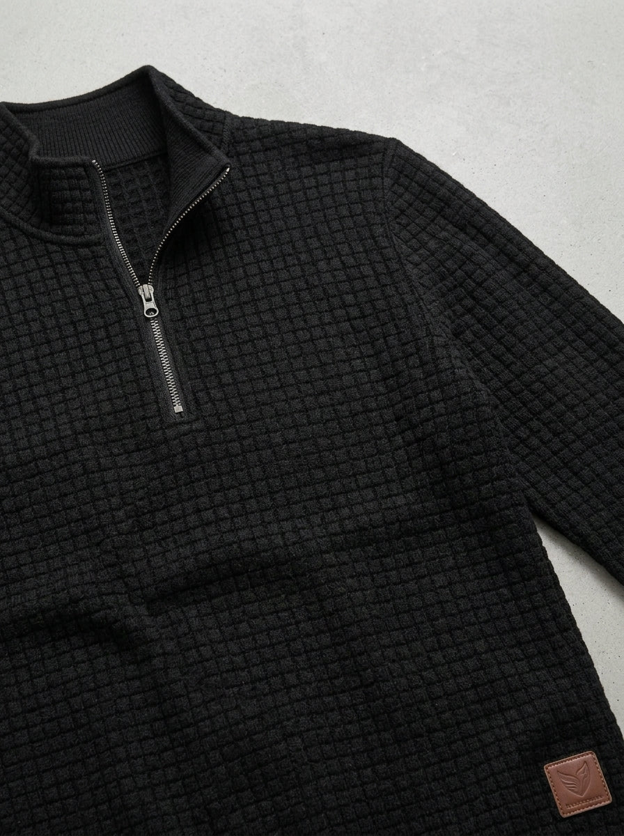 Ribbed Quarter Zip Sweater Men – Wool Pattern