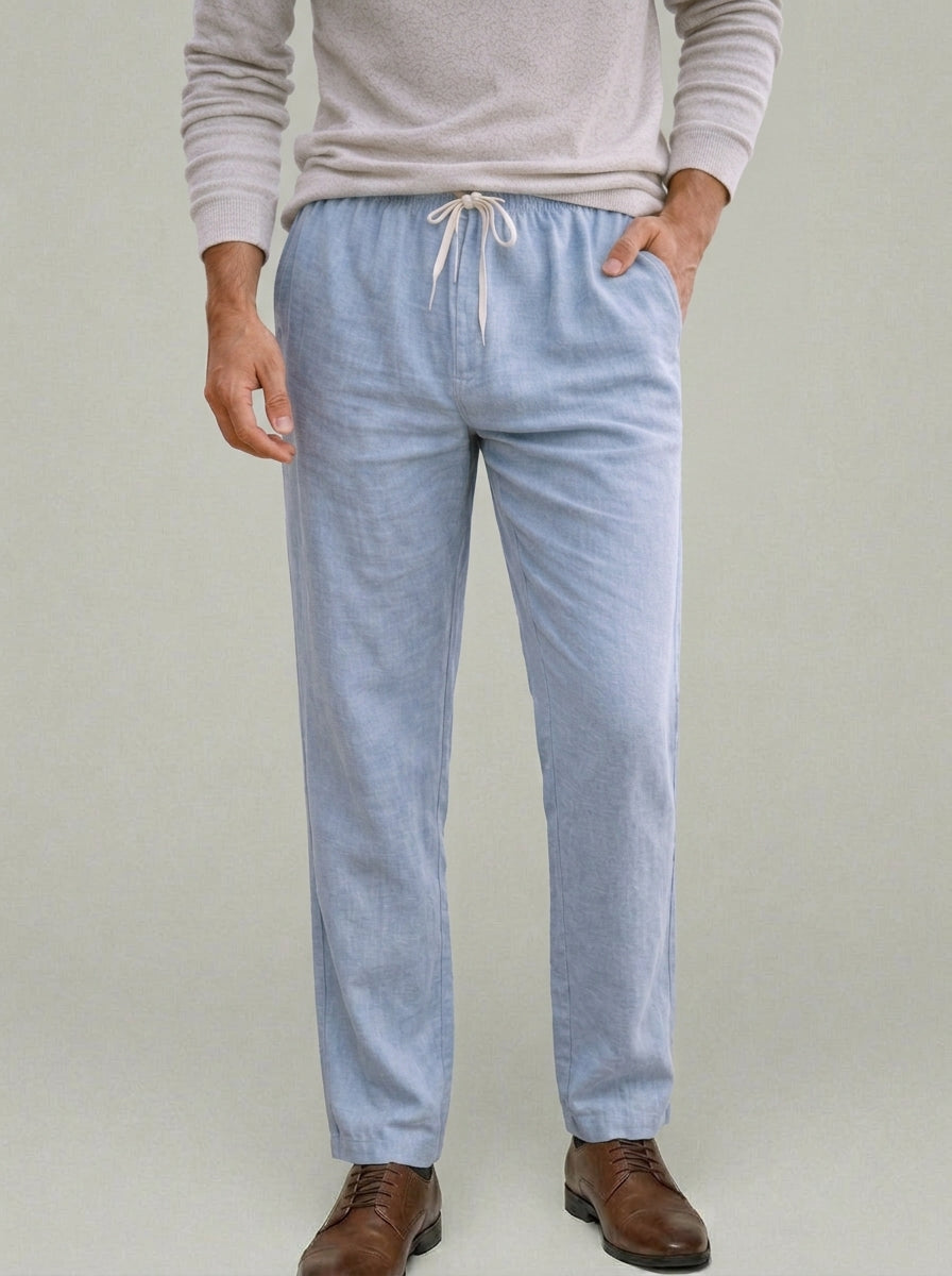 Linen Drawstring Trousers Men