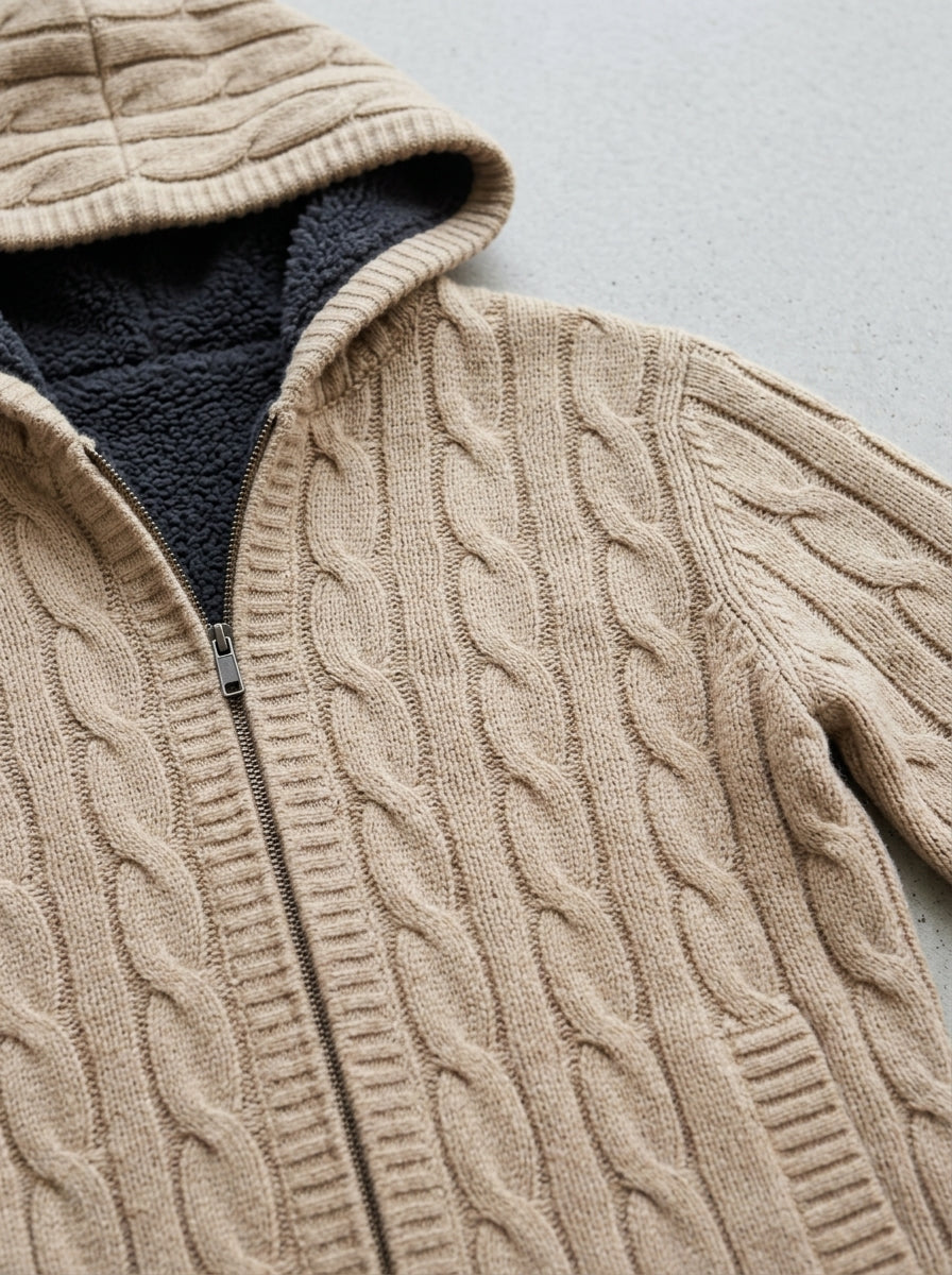 Belessia Giorgio Wool Zip Sweater  - Fleece Lined