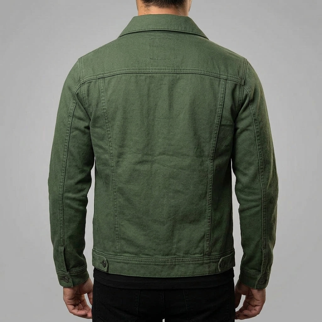 Men's Denim Jacket – Button Front (Green)
