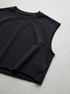 French Terry Cropped Tank Top Men Streetwear
