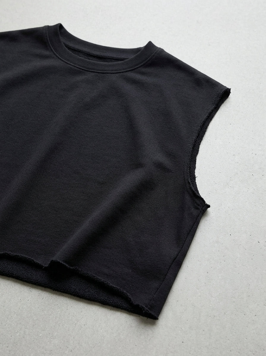 French Terry Cropped Tank Top Men Streetwear
