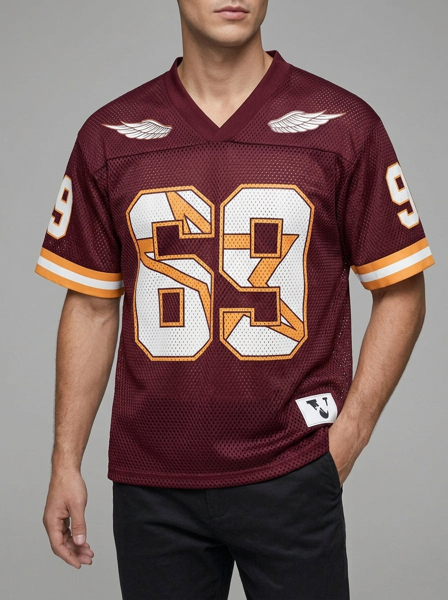 Mesh Football Jersey Men V-Neck Retro