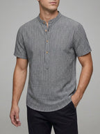 Mandarin Collar Henley Shirt Men