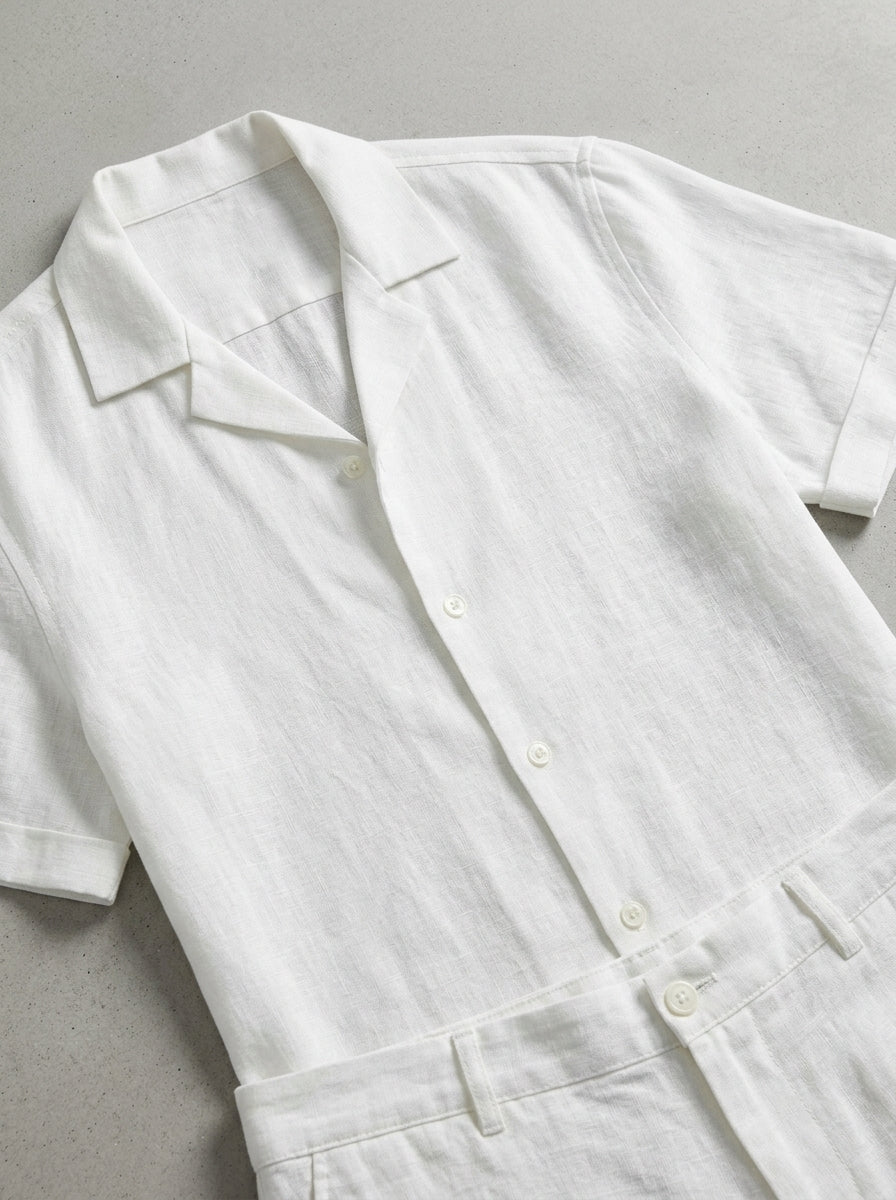 Linen Short Sleeve Set Men Summer