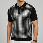 Houndstooth Knit Polo Wool Men