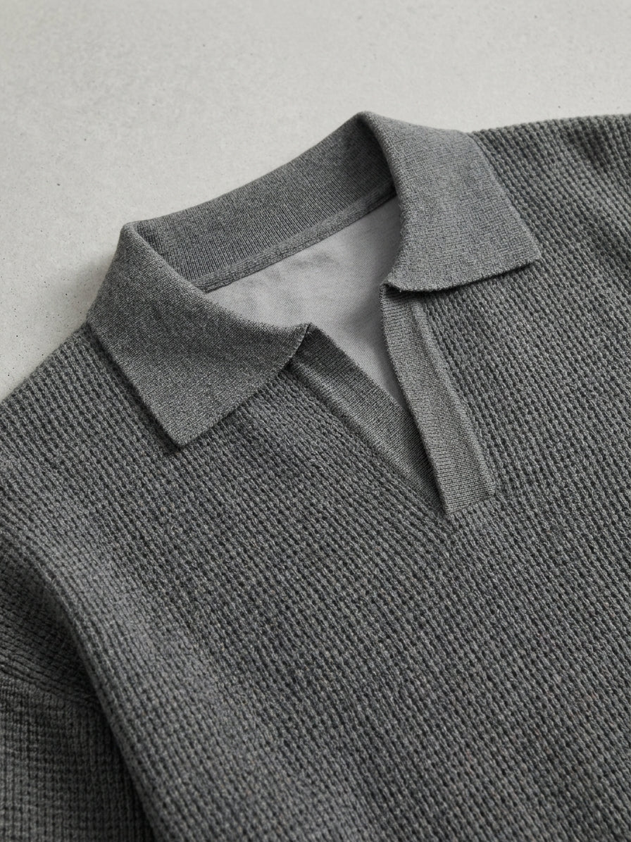 Wool Long Sleeve Polo Men – Classic Knit