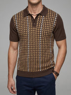 Houndstooth Knit Polo Wool Men