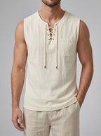 Knit Tank Top Lace Up Men