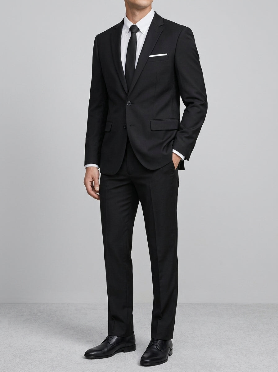 Wool Classic 2-Piece Suit Men Notch Lapel