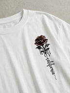 Cotton T-Shirt Rose Print Men Oversized