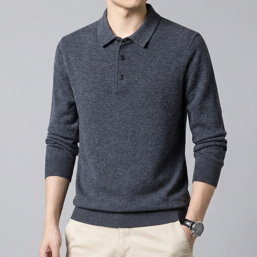 Merino Wool Polo Sweater Men