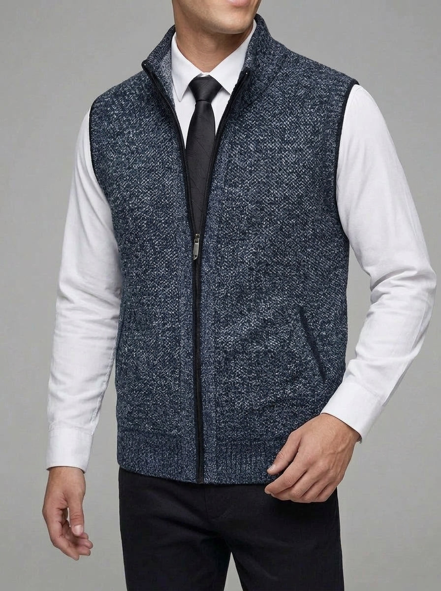 Knit Vest Men Wool Zip Pockets