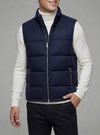 Wool Gilet Men Quilted Padded Zip Pockets