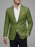 Lightweight Cotton Linen Blazer Men Navy