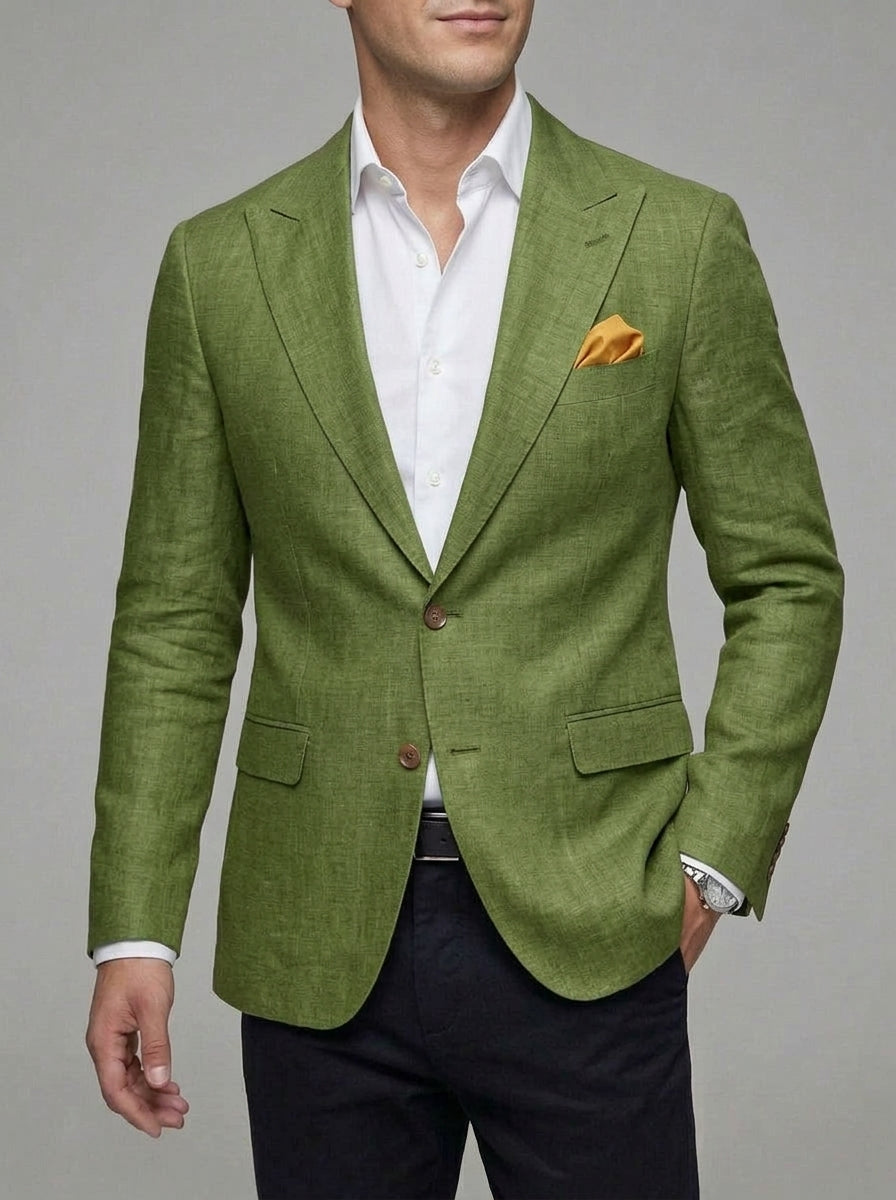 Lightweight Cotton Linen Blazer Men Navy