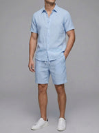 Linen Shirt & Shorts Set Men Summer