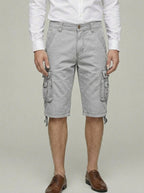Denim Cargo Shorts Men Cotton Knee-Length