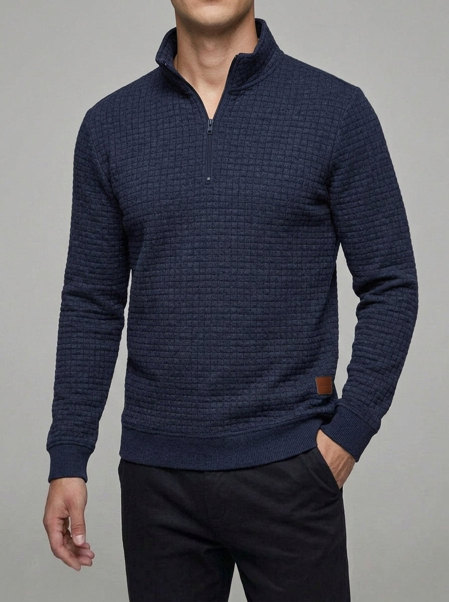 Ribbed Quarter Zip Sweater Men – Wool Pattern