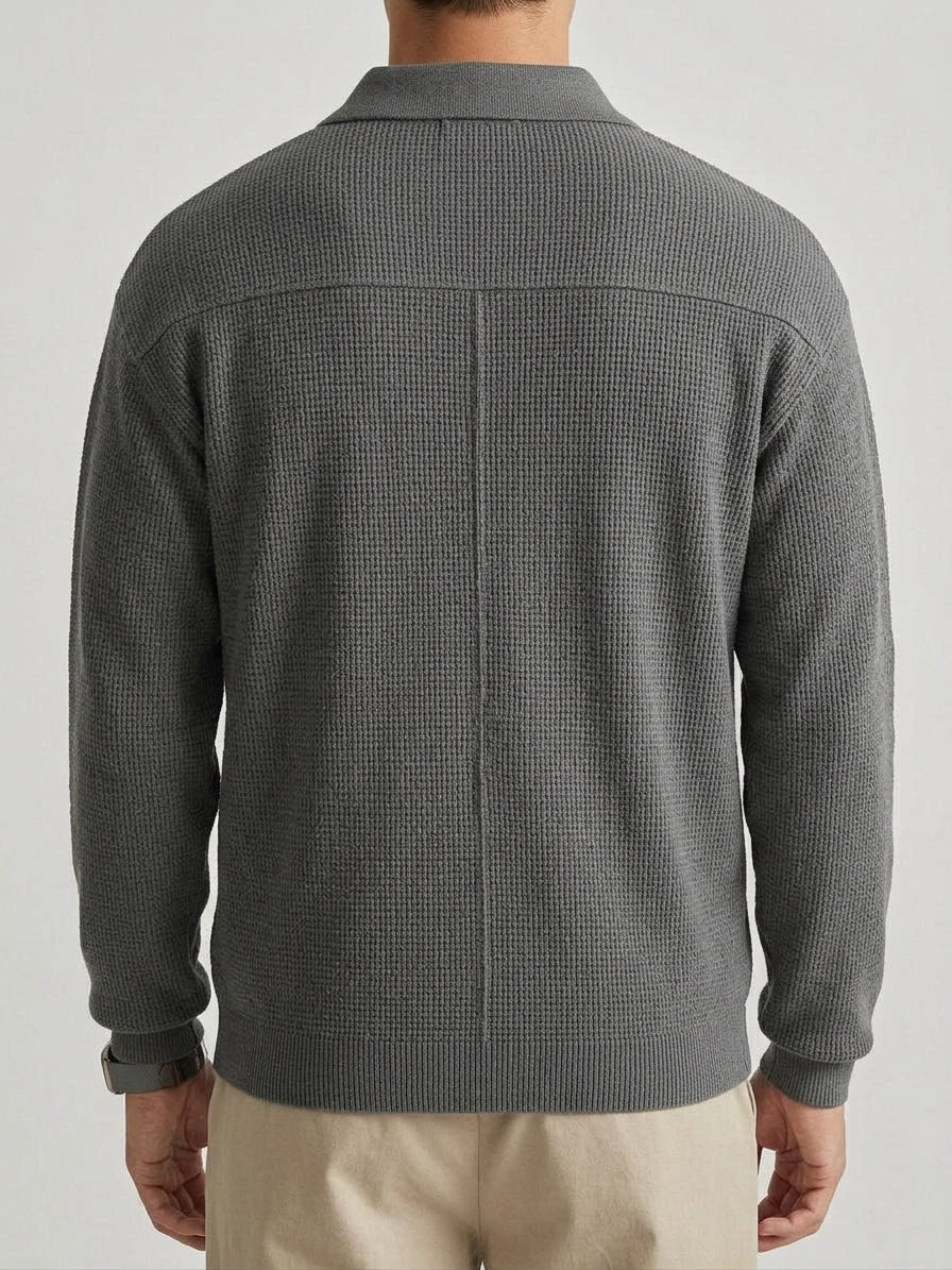 Wool Long Sleeve Polo Men – Classic Knit
