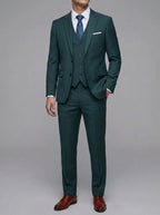 Elegant 3-Piece Wedding Suit Men Wool Slim-Fit