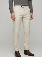 Wool Trousers Men Flat Front Tailored
