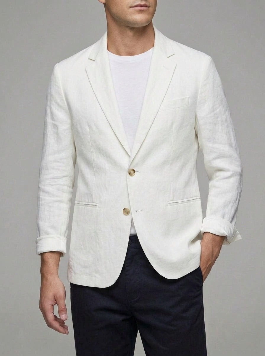 Linen Summer Blazer Men Lightweight Jacket