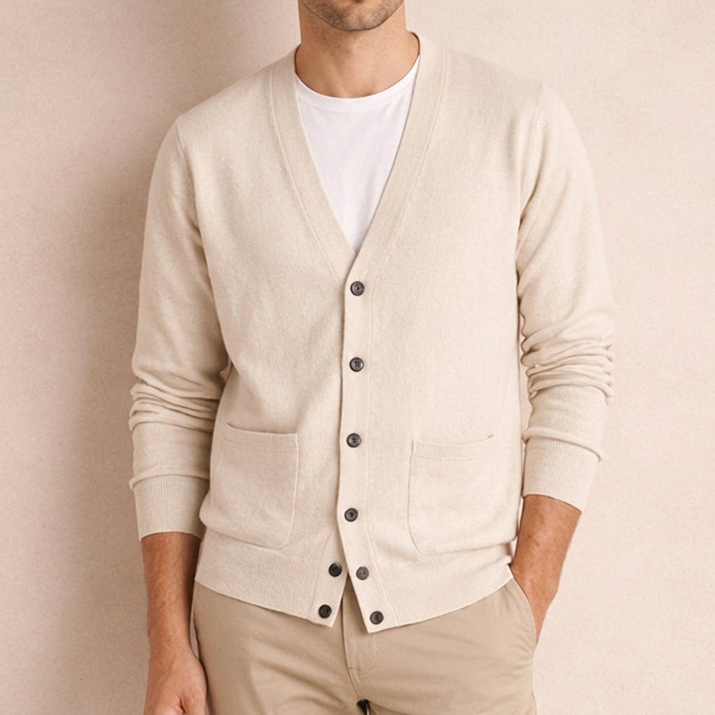 Cashmere Cardigan Men Classic Button-Up